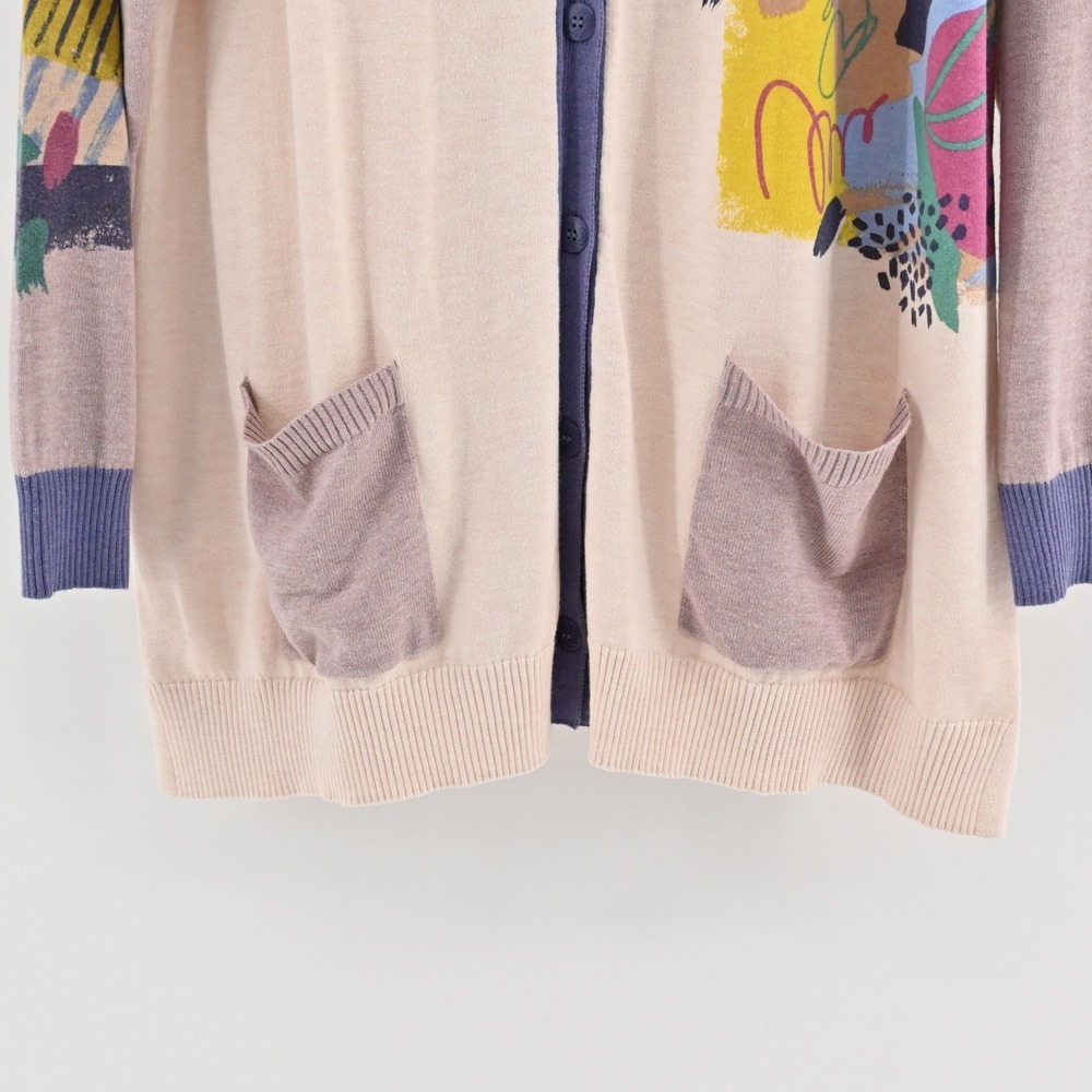 Logo Lori Goldstein Womens Cardigan Size XL Abstract Lightweight Art Colorful - Picture 10 of 13
